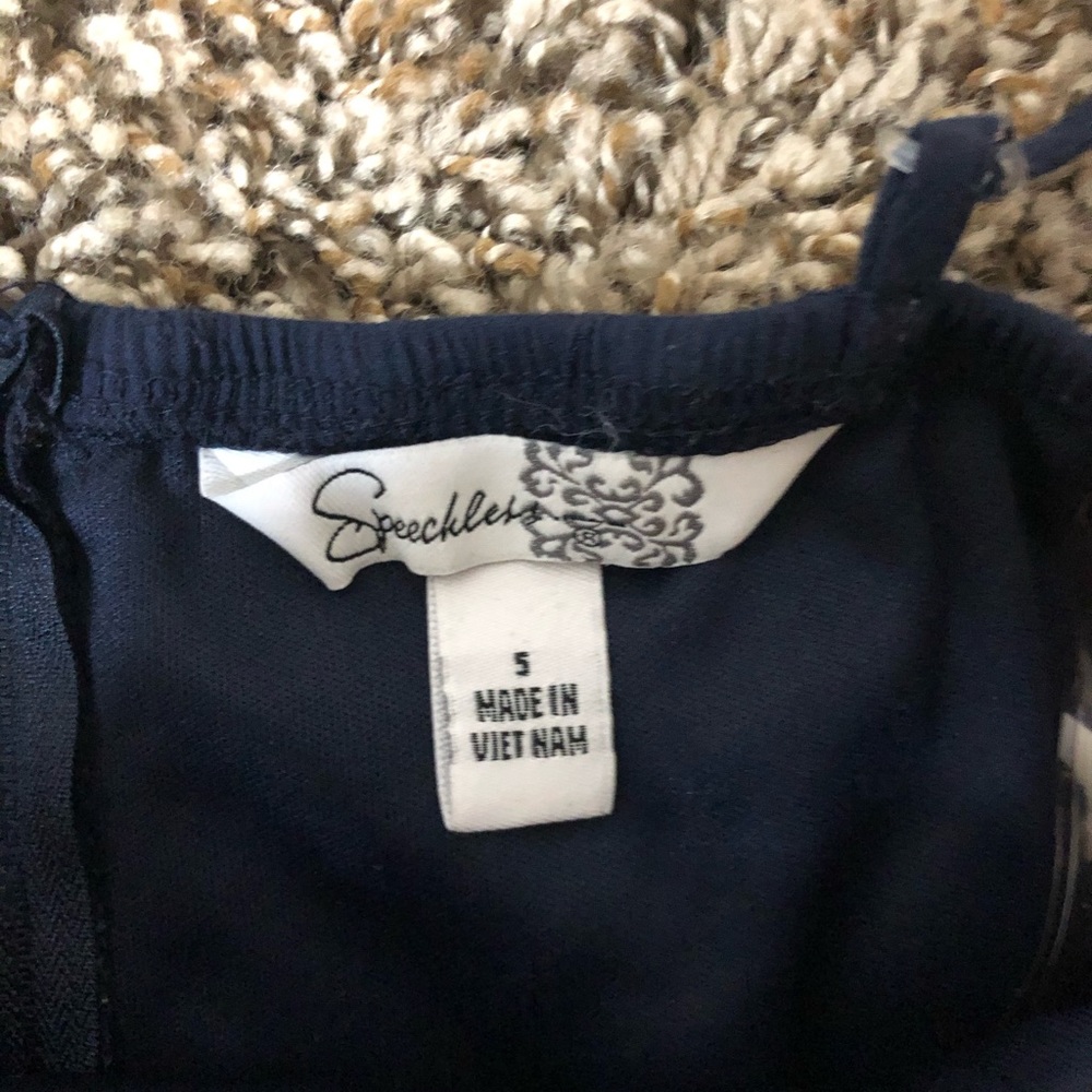 Beautiful navy blue short dress with white details - Picture 3 of 3